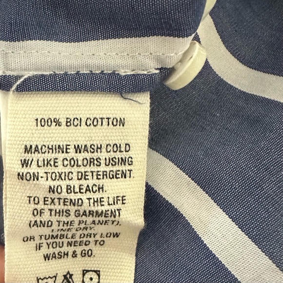 Alex Mill Eloise Bib Lightweight Wide Stripe Shirt, Navy Blue/White, Size M - Picture 14 of 15